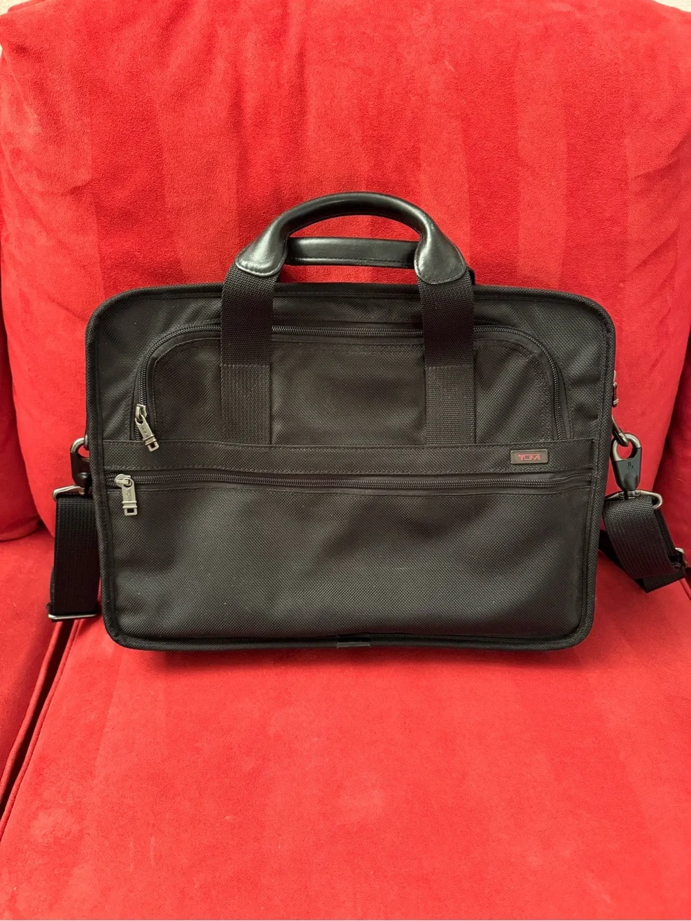 Tumi Black Men's Laptop Briefcase with Shoulder Strap